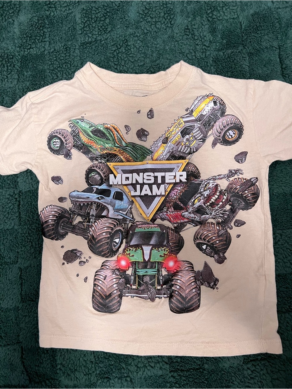 Monster Jam Graphic Tee - Beige with Multicolor Trucks 3T